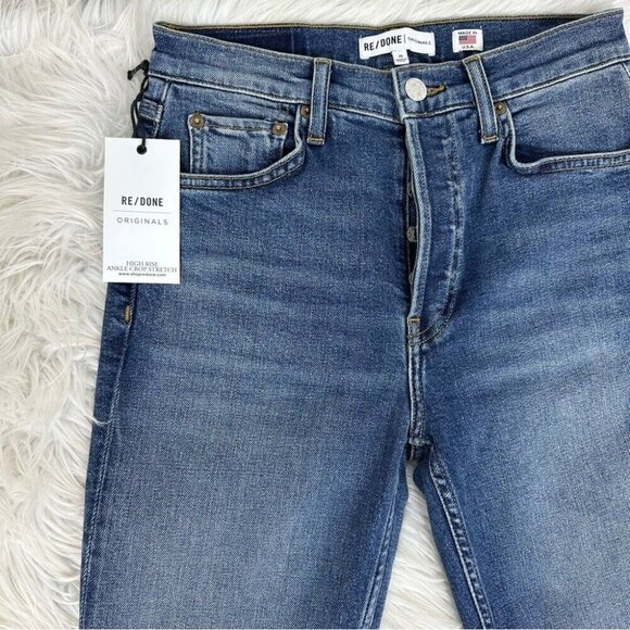 Re/Done Women's NWT Mid 70s High Rise Ankle Crop Stretch Skinny Jeans W26-28/L28 - Picture 5 of 10